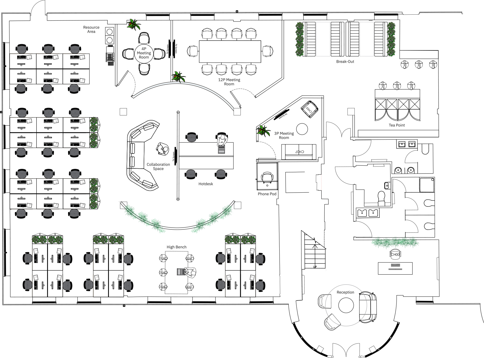 Indicative Space Plan of Ground Floor - Block B, Clifton Park, York