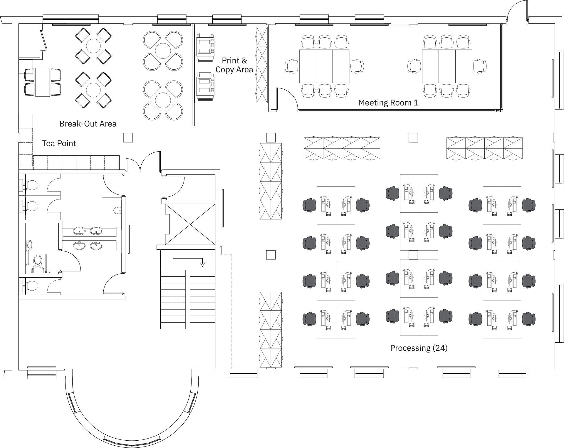 Indicative Space Plan of First Floor - Block C, Clifton Park, York