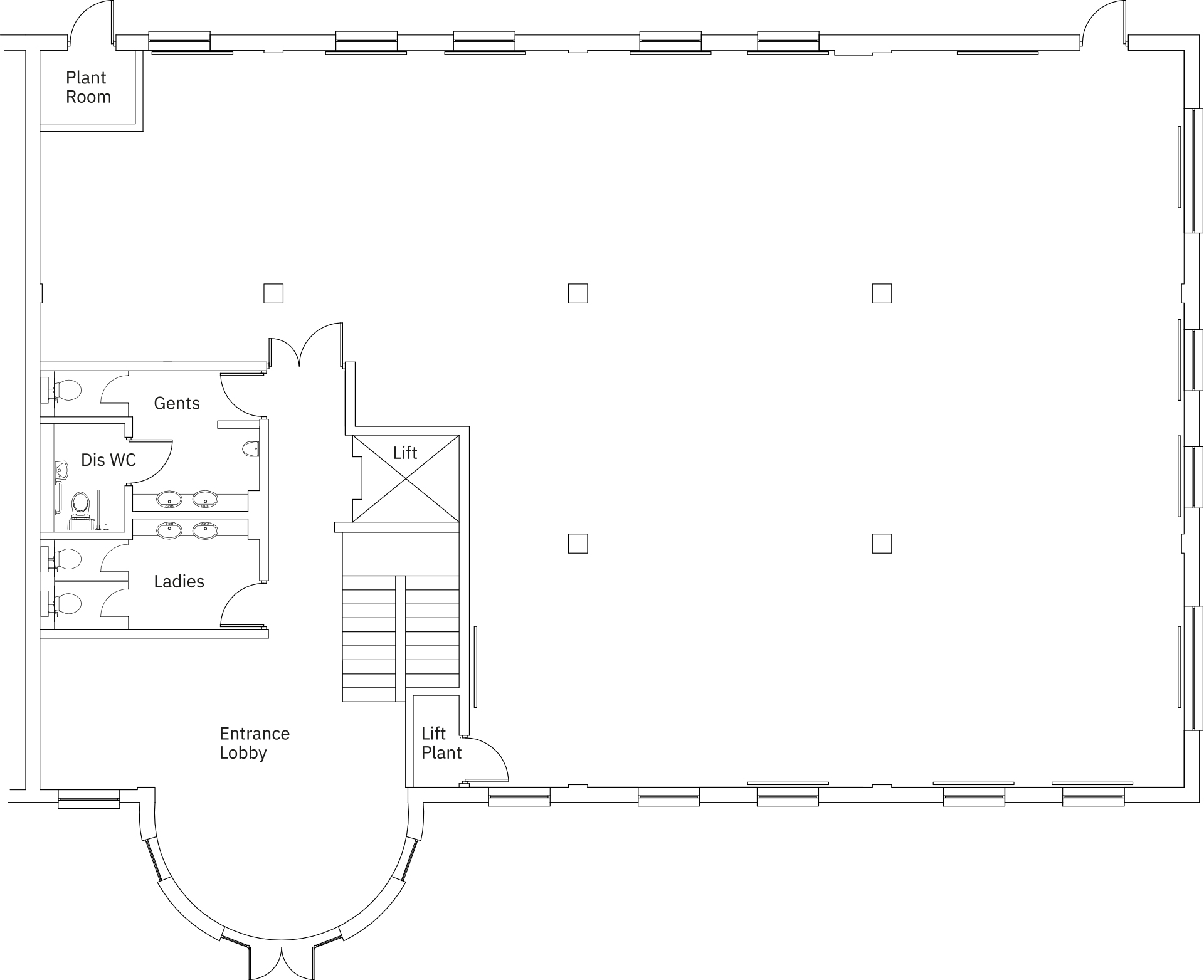 Indicative Space Plan of Ground Floor - Block C, Clifton Park, York