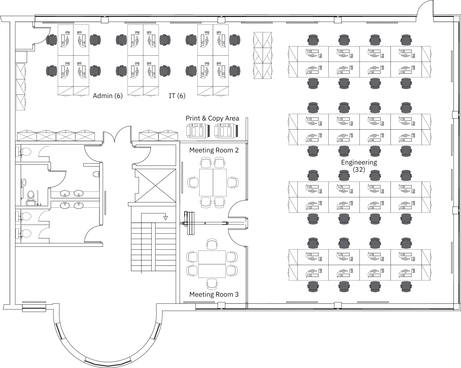 Indicative Space Plan of Second Floor - Block C, Clifton Park, York